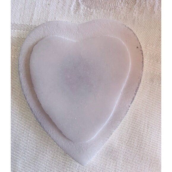 Marble Inlaid Stone Trinket Box India Vintage Heart Shaped Flower Valentines - Picture 3 of 8